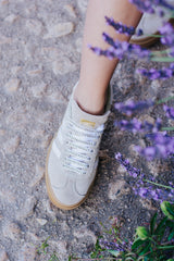 Lacets strass blanc or