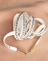 Lacets strass blanc or
