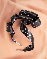 Lacets satin noir pois blanc