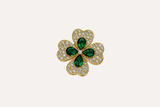 Bijou de bouton / pin's Trèfle Émeraude