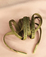 Lacets strass vert olive